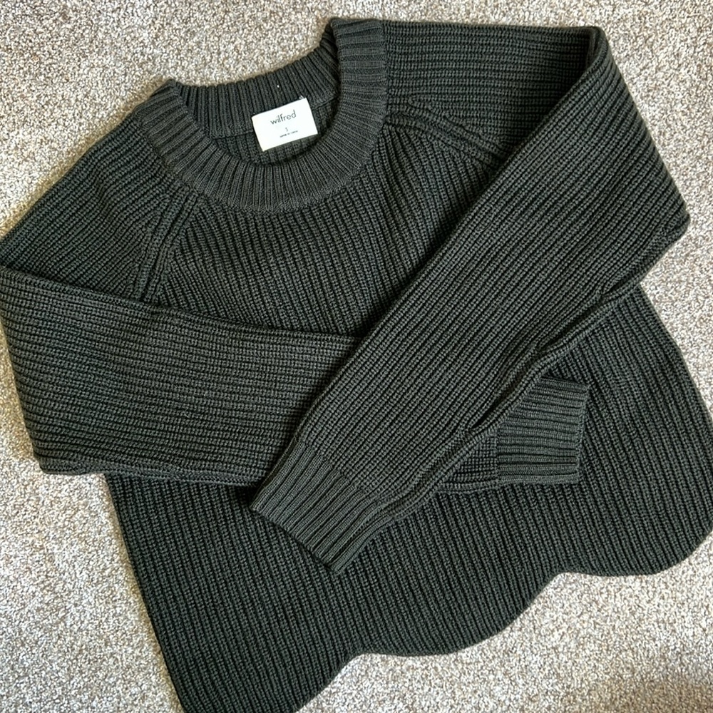 Wilfred Aritzia Green Cropped Sweater
